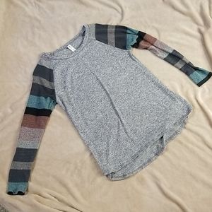 Sweater with Color Striped Sleeves